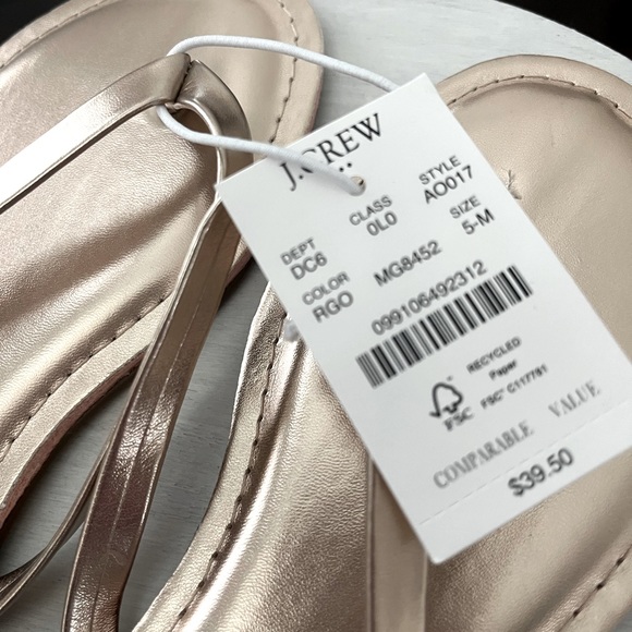 J.crew- thong sandals- size 5 - rose gold - Picture 2 of 3